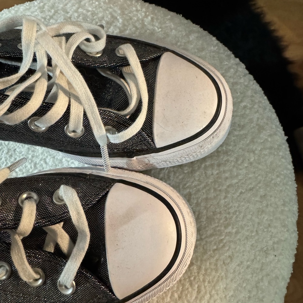 Converse Women's Black Glitter Platform Sneakers - Picture 6 of 6